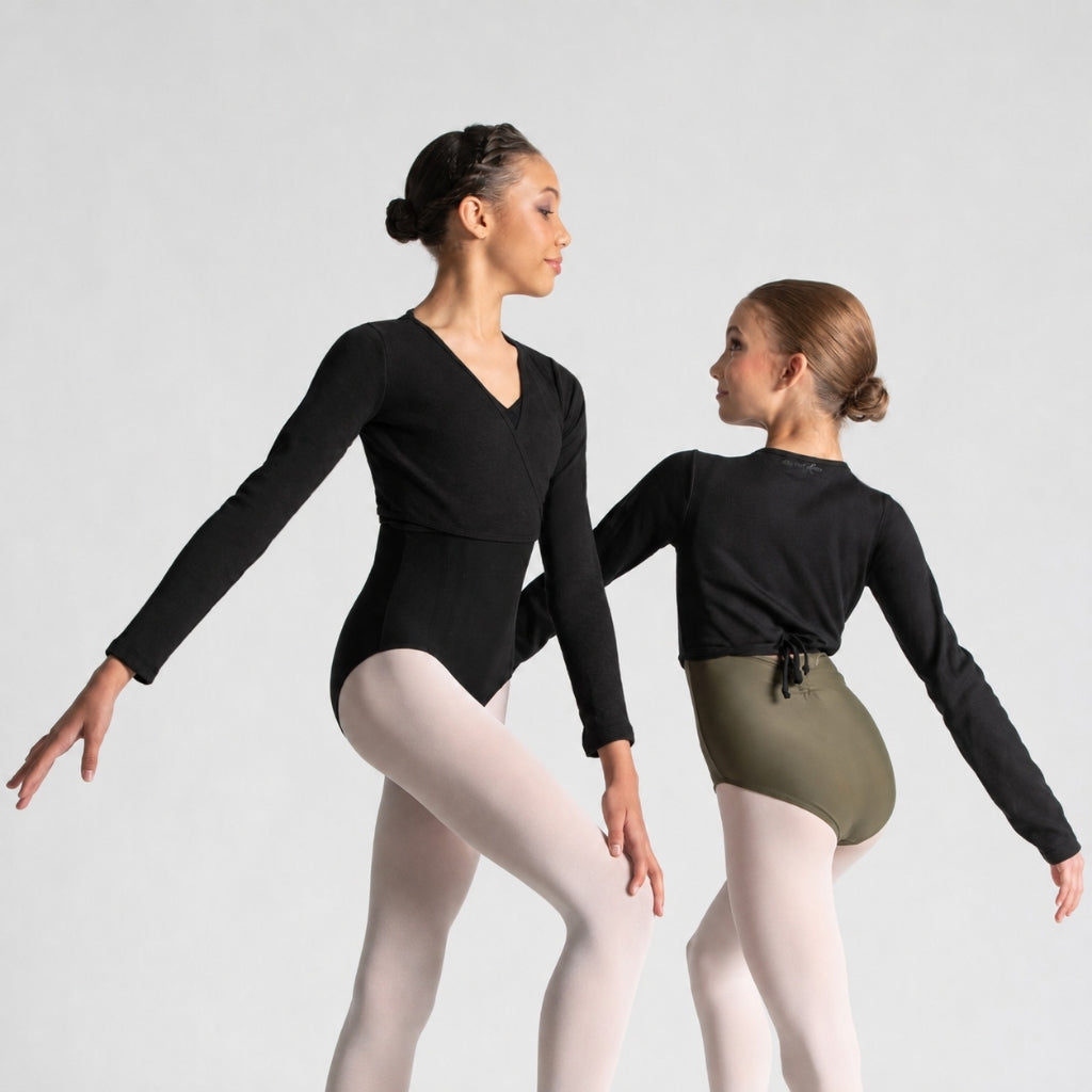 JOIA Cropped Long Sleeve Wrap Top