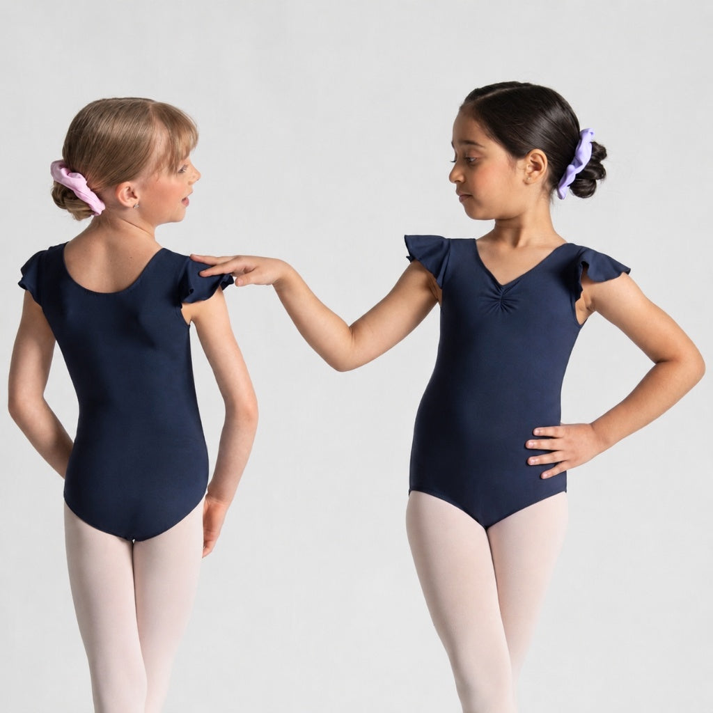 MELODIE Flutter Sleeve Pinch Front Leotard