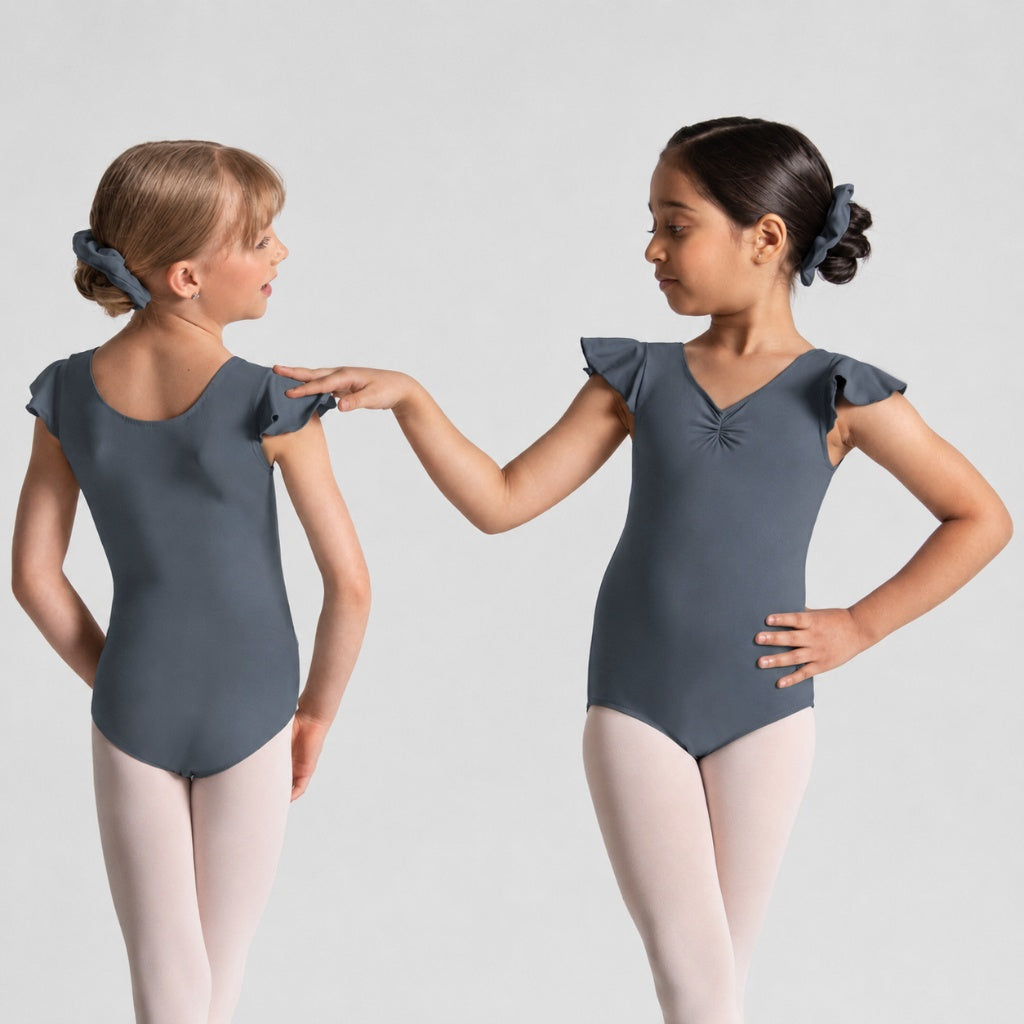 MELODIE Flutter Sleeve Pinch Front Leotard