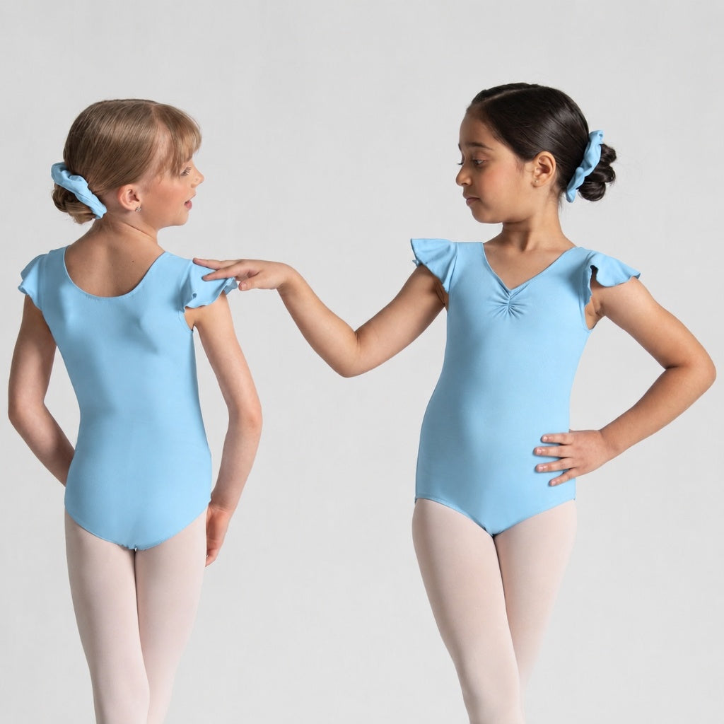 MELODIE Flutter Sleeve Pinch Front Leotard