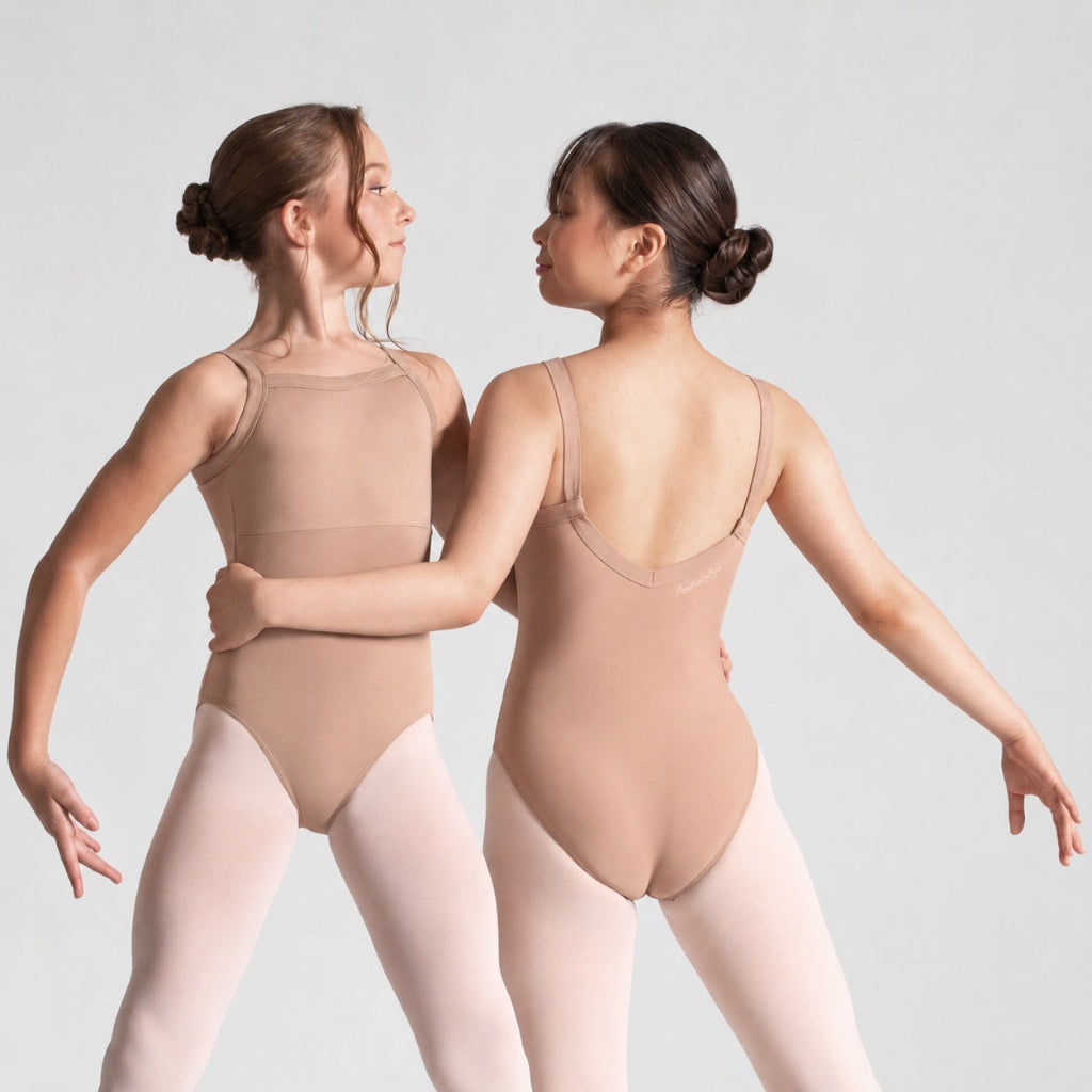 MONICA Wide Strap Empire Seam V-Back Leotard