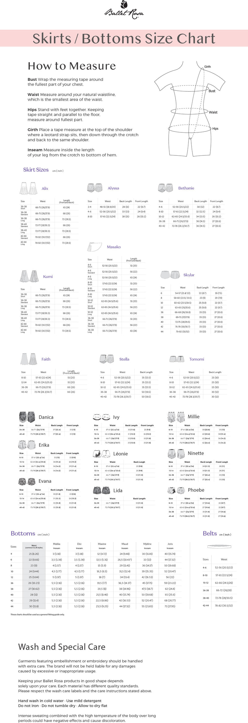 Size Guide Skirts