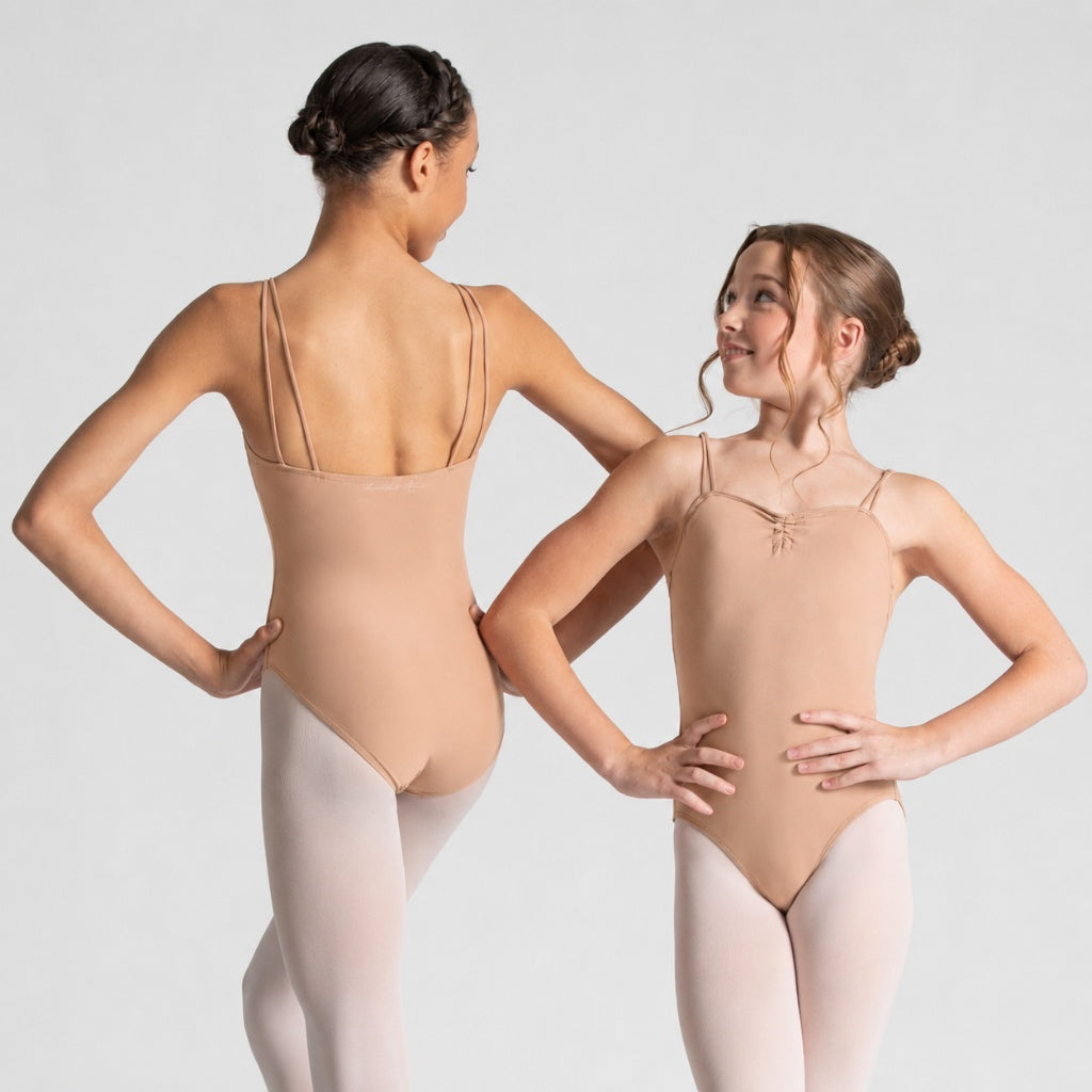 ZELLA Adjustable Ruche Double Strap Camisole Leotard