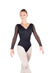 SHIRLEY V-Front Pleated Shoulder Long Sleeve Leotard